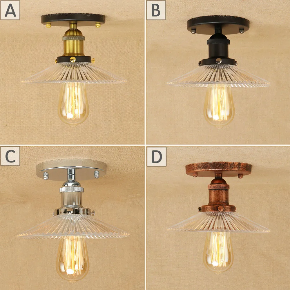 Классический потолочный светодиодный светильник E27 железная стеклянная лампа в