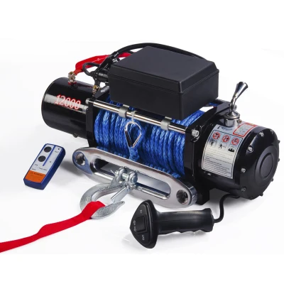 blue 12000LB 12V электрическая лебедка с беспроводным пультом дистанционного управления, Водонепроницаемая Автомобильная тележка, прицеп баржи, гибкая веревка из полимерного волокна - Цвет: blue