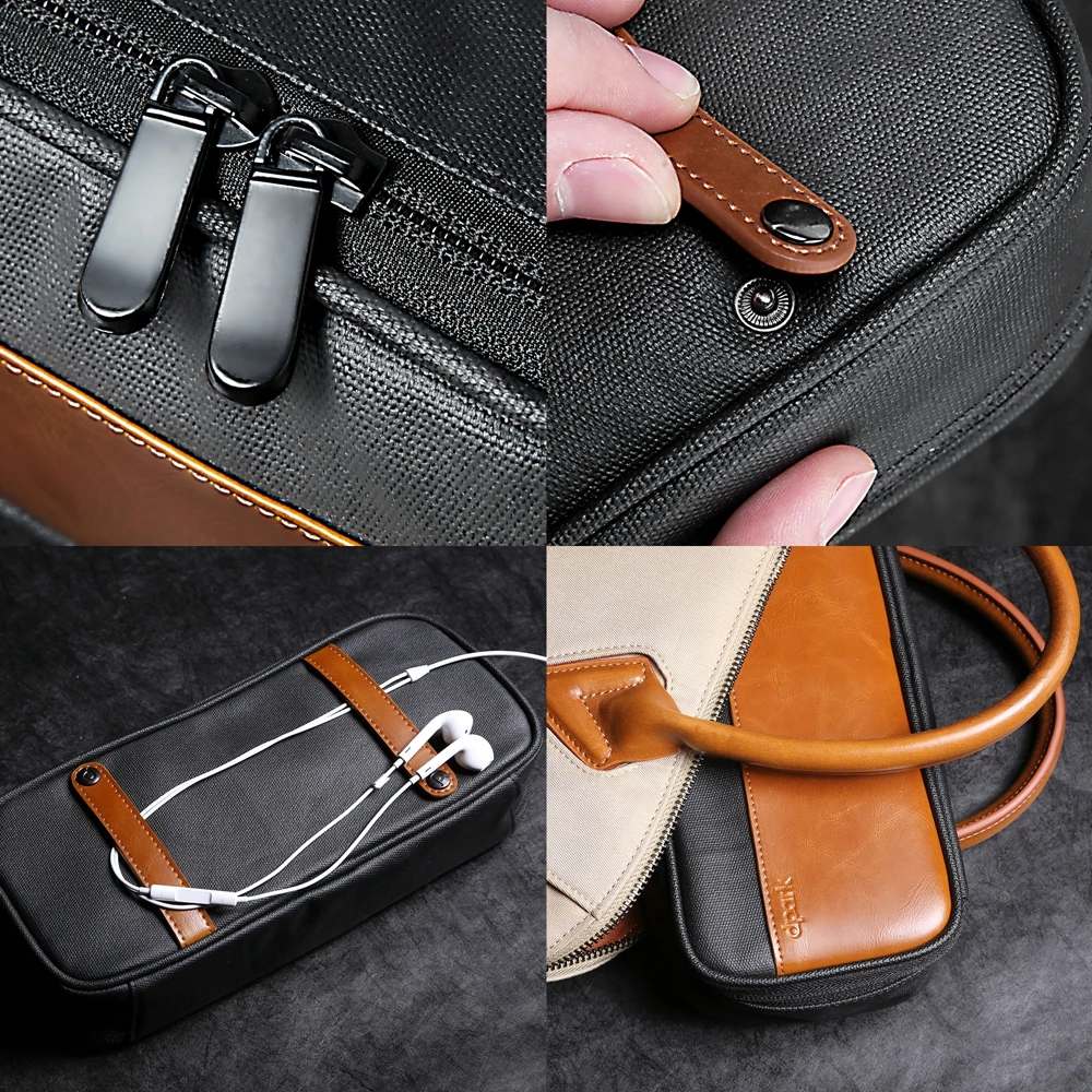 Холщовые мешки для хранения искусственная кожа Crazy Horse Mouse Data Cable Mobile Power Protection Bag U