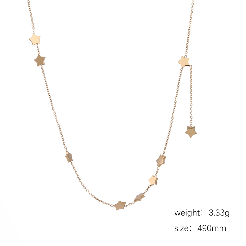 Teamer Long Stainless Steel Necklace Color Star Charm Pendant For Women Fashion Jewelry Best Gifts Friend | Украшения и