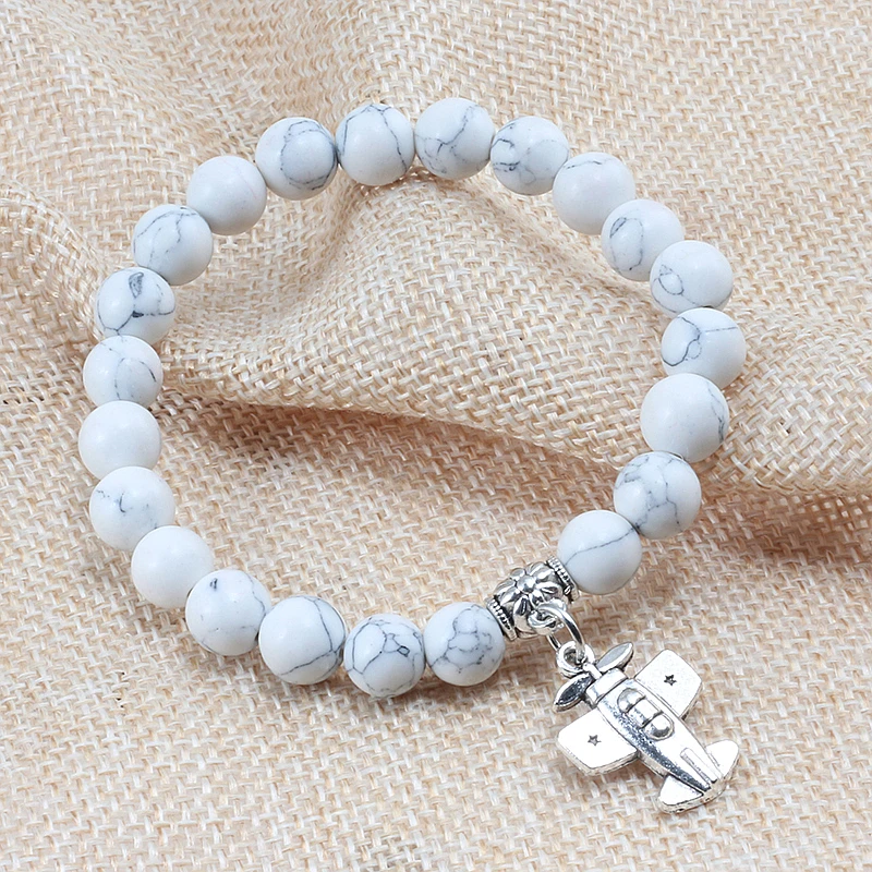 Модные 8 мм натуральный камень кулон эластичные браслеты мужские черные бусины