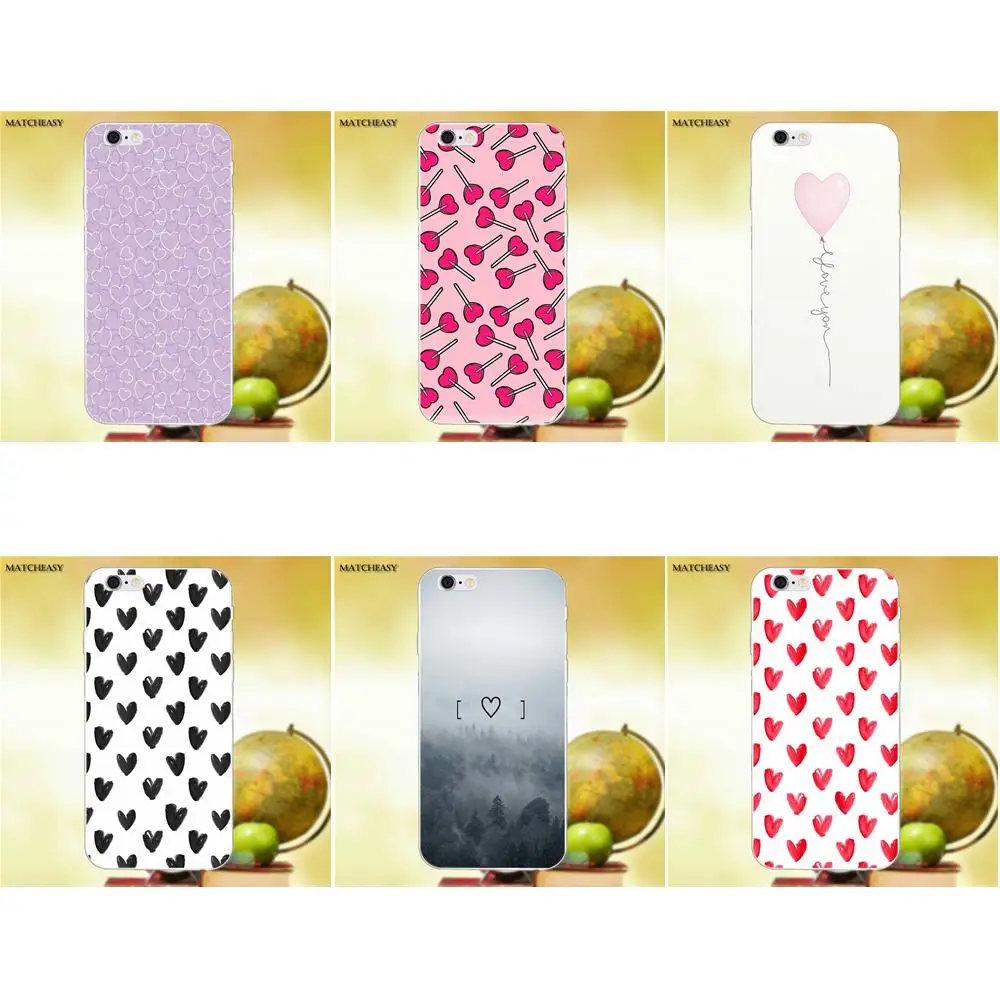 Для Apple iPhone X XS Max XR 4 4S 5 5C SE 6 6S 7 8 Plus Мягкие ТПУ чехлы любящее сердце узор женский