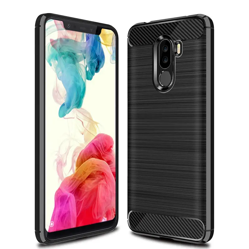 100 шт./лот углеродного волокна матовый Coque для Xiaomi Pocophone F1 Чехол Мягкий ТПУ