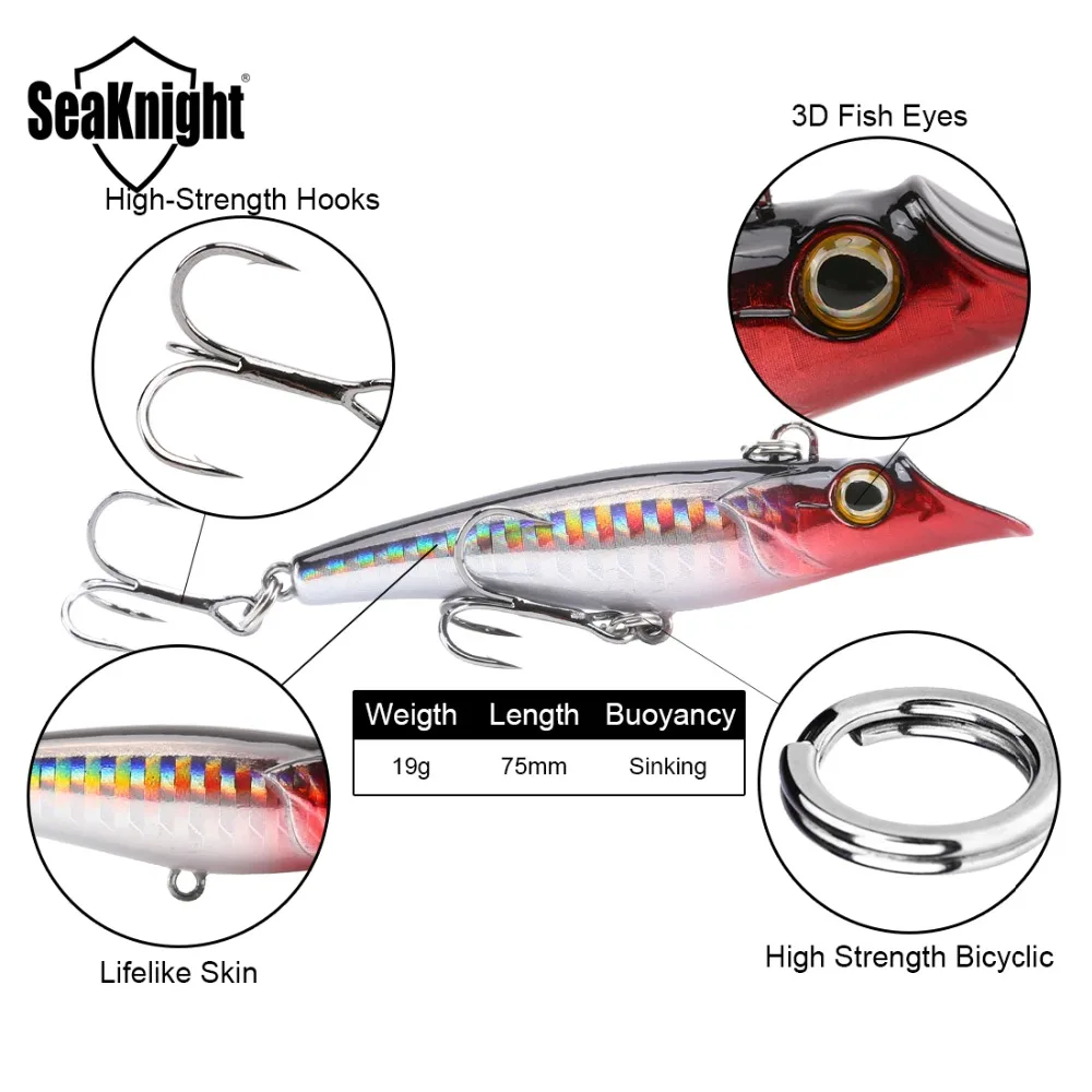 SeaKnight SK015 1 шт. жесткие рыболовные приманки 19 г 75 мм большой рот карандаш оседающая