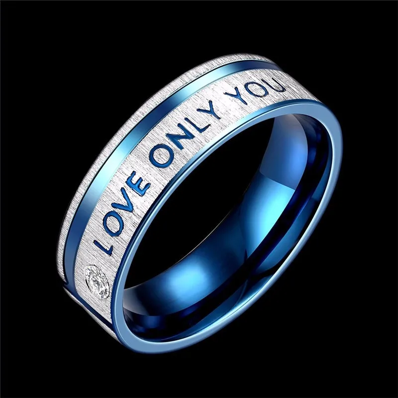 

316L Stainless Steel Simple Circle "I Love Only You" Couple Rings Wedding Ring for women ring Men 's ring