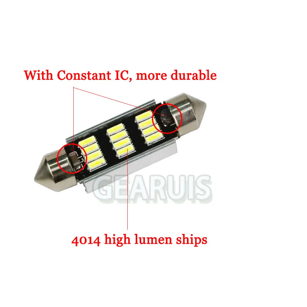 10 шт. гирлянда 31 мм 36 39 41 Светодиодная лампа C5W сверхъяркая 4014 SMD Canbus без ошибок для