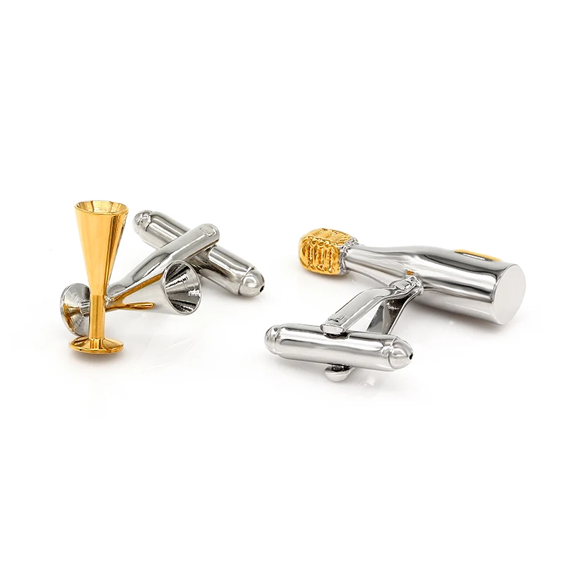 Запонки цвета шампанского с гравировкой золотистые запонки рубашки Gemelos |