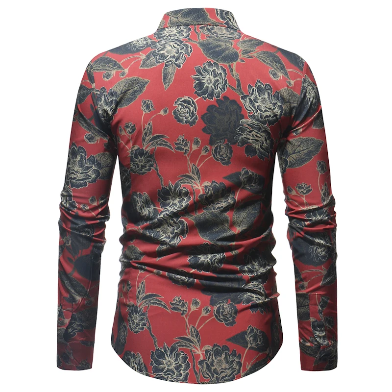Осенние мужские рубашки Новая Мода Покер печатных Slim Fit мужские клетчатые повседневные мужские рубашки Chemise Homme Manche Longue
