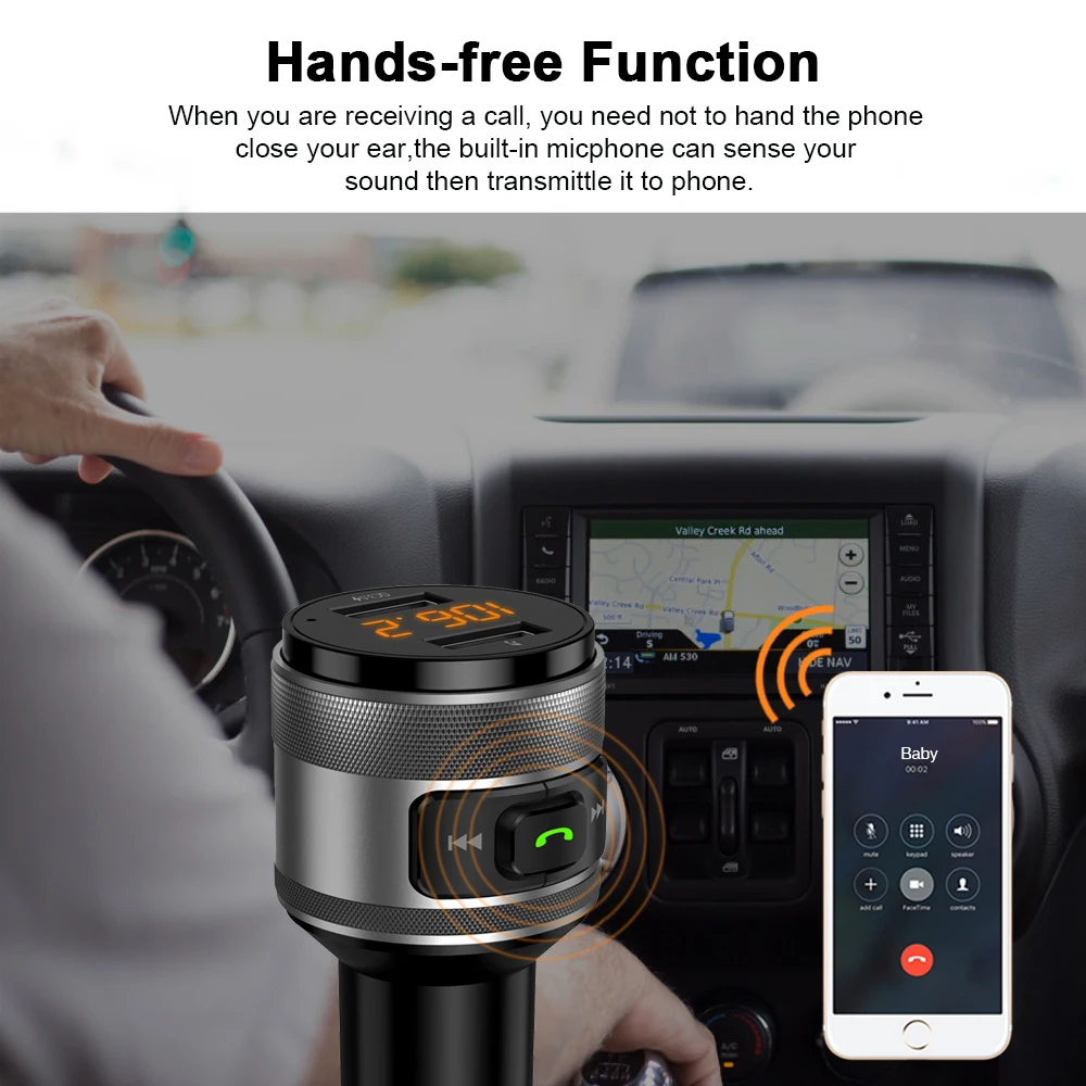 Быстрая зарядка 3,0 автомобильный Bluetooth fm-передатчик с двумя usb-портами автомобильное зарядное устройство fm-модулятор MP3-плеер автомобильный легкий автомобильный комплект без рук