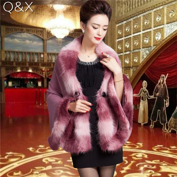 Same Color As Photo SC59, Мода, хит, цвет, Пашмина, шерсть, вязаные шали и накидки с мехом, для женщин, воротник с отделкой из искусственного лисьего меха, искусственный кашемир, пончо, накидка - Цвет: Same Color As Photo