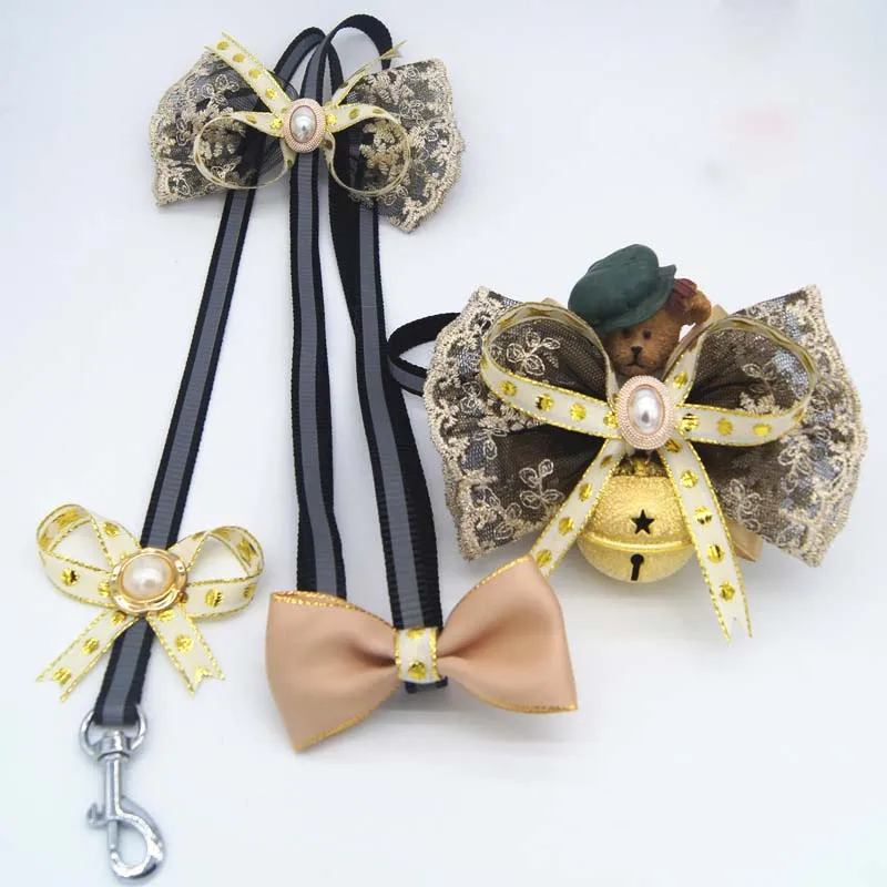 Роскошная жемчужная собака домашняя кошка ошейник цепной поводок набор для