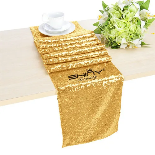 Gold Color ShinyBeauty, 12 на 108 дюйма/12 на 72 дюйма, Высококачественная фиолетовая блестящая подвеска на стол, свадебная блестящая подвеска, украшение для свадебной вечеринки - Цвет: Gold Color