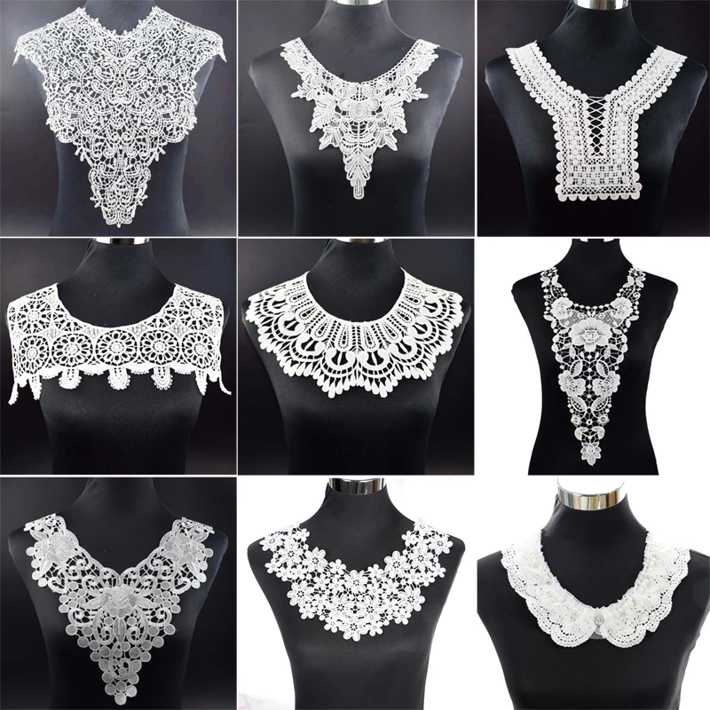 

Craft collar flower Venise Sequin Floral Embroidered Applique Trim Decorated Lace Neckline Collar Sewing 1pcs