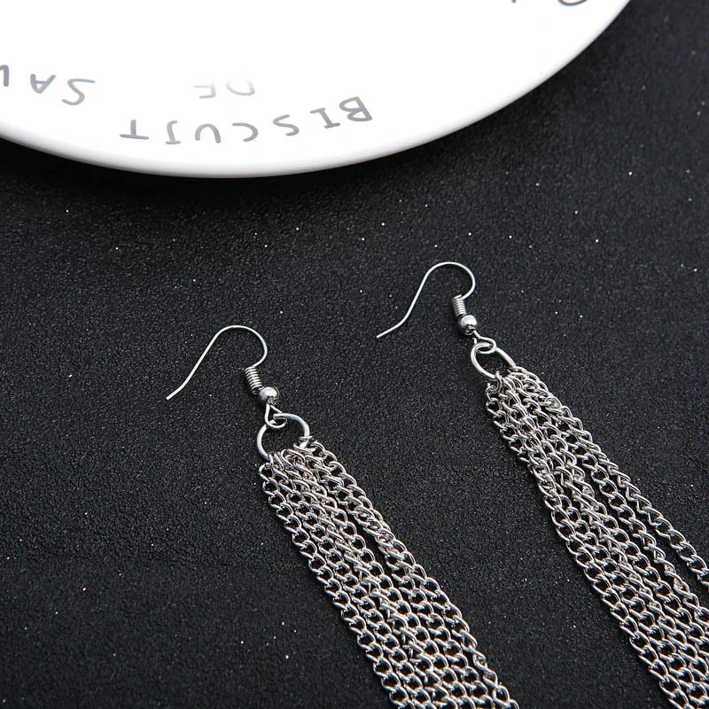 Женские Висячие серьги с резьбой золотые цепочки без никеля длинные висячие