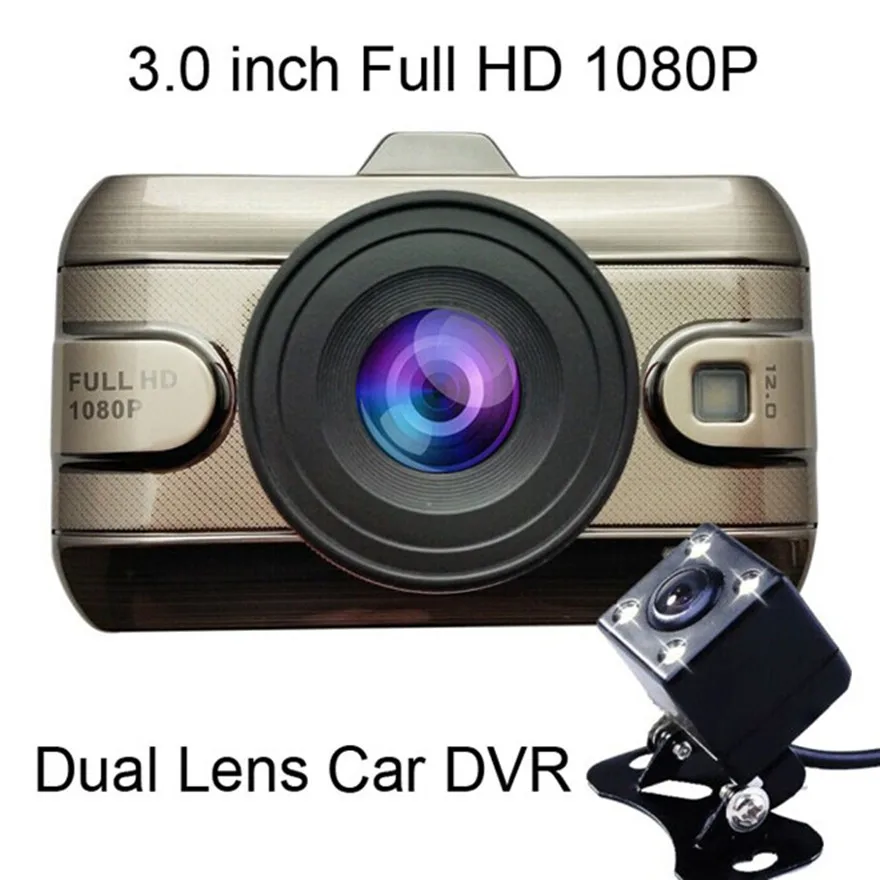 Двойной объектив автомобиля Камера Видеорегистраторы для автомобилей HD 1080 P