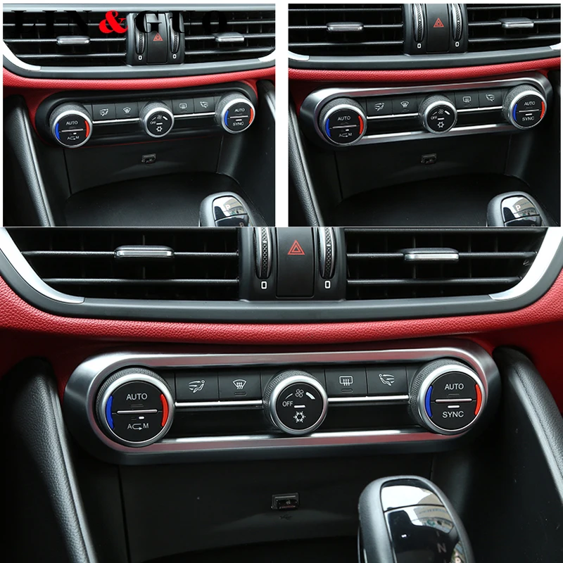 Для Alfa Romeo Giulia авто-Стайлинг ABS хромированный центр Кондиционер Регулировка рамка отделка наклейки аксессуары
