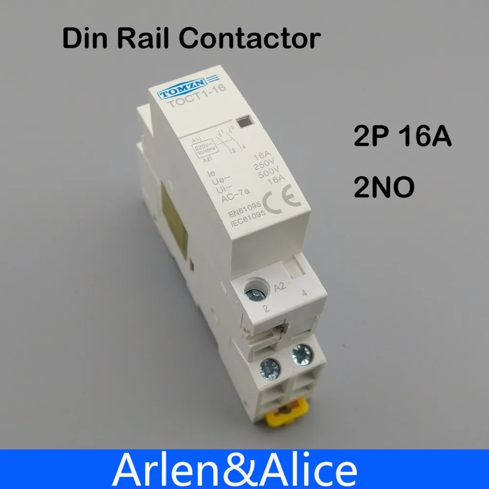 2NO TOCT1 Американская классификация проводов 2р 16A 220 V/230 V 50/60HZ Din rail бытовой ac Контактор В соответствии с стандартом 2NO или 1NO 1NC - Цвет: 2NO