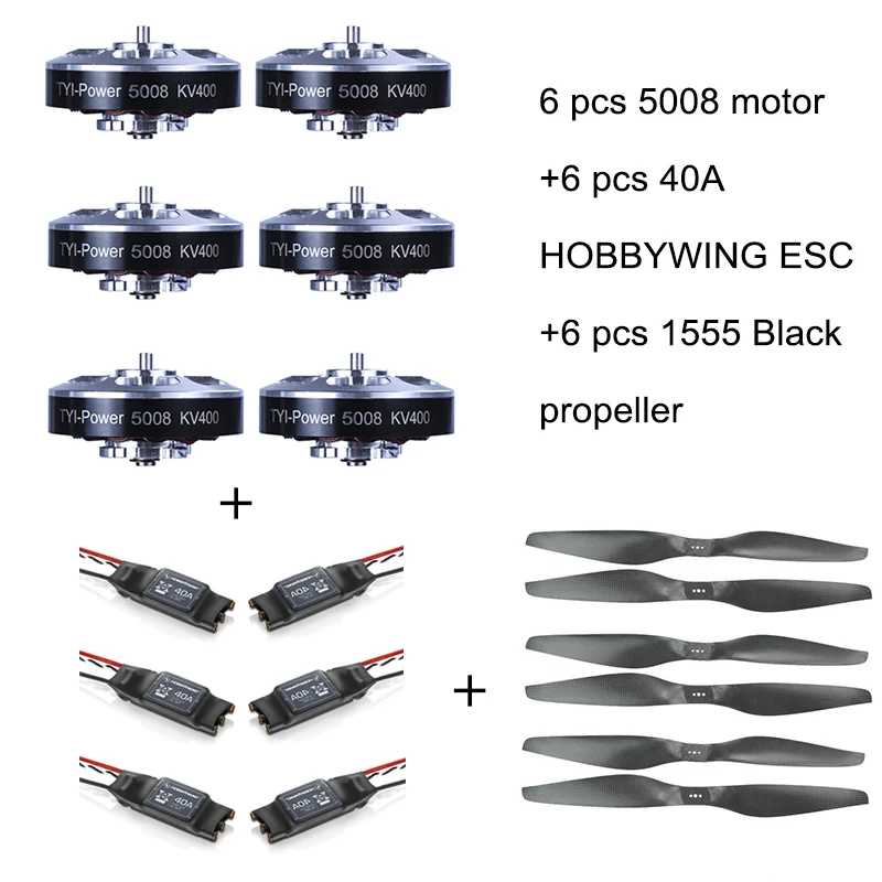 

6 шт. 5008 400KV бесщеточный двигатель + 6 шт. 40A ESC + 6 шт. 1555 Пропеллер для RC самолета