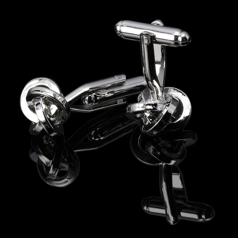 

MeMolissa Display Box Cufflinks Classic Silver Cufflink for Men Fashion Knot Design High Quality Cufflinks Free Tag & Wipe Cloth