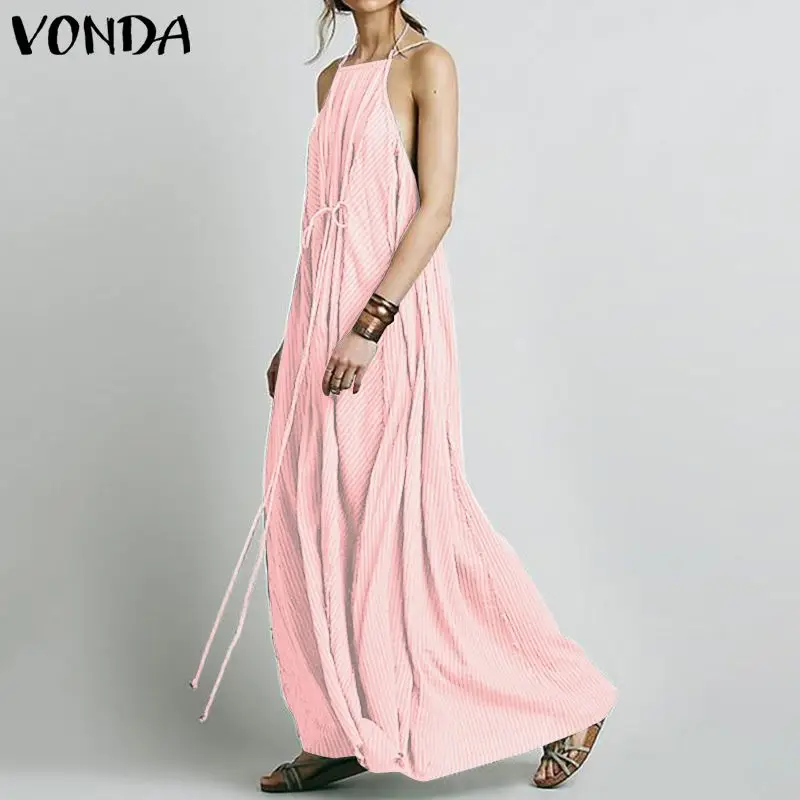 Фото Сарафан с лямкой на шее 2020 VONDA сексуальное женское летнее платье Новое