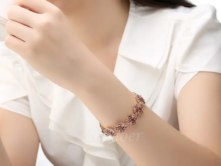 Bamoer 3 цветов 18 К розового золота свадебный Jewlery устанавливает для женщин свадьбы с высокое качество AAA циркон