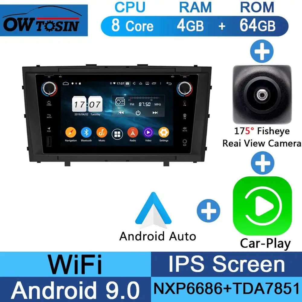 Fisheye Carplay n A " ips 1024*600 8 ядерный 4G+ 64G Android 9,0 автомобильный dvd-плеер для Toyota Avensis 2009 2010 2011 2012 2013 DSP радио gps - Цвет: Fisheye Carplay n A