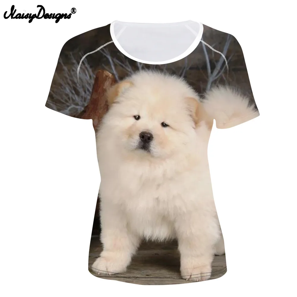 NOISYDESIGNS Chow Футболка с принтом Для женщин 3D Собаки Femme для подростков летние топы