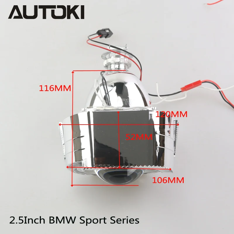 AUTOKI, новинка, X5-R, 2,0, спортивный, светодиодный, ангельские глазки, HID, биксеноновые линзы для проектора, H4, H7, для автомобиля, модифицированный, белый, янтарный, переключатель, сигнал поворота