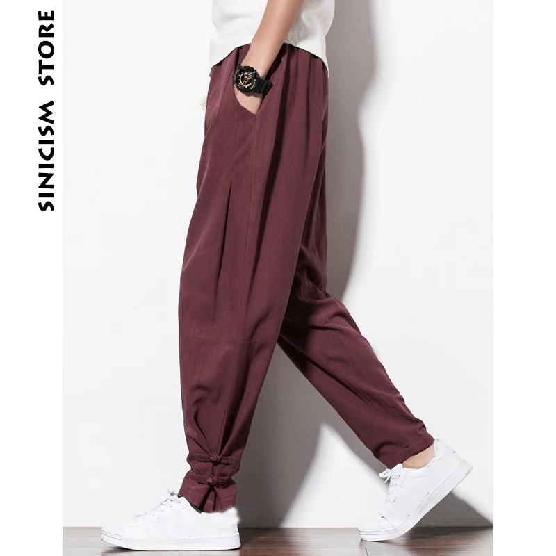 Sinicism Store мужские хлопковые льняные шаровары больших размеров спортивные штаны