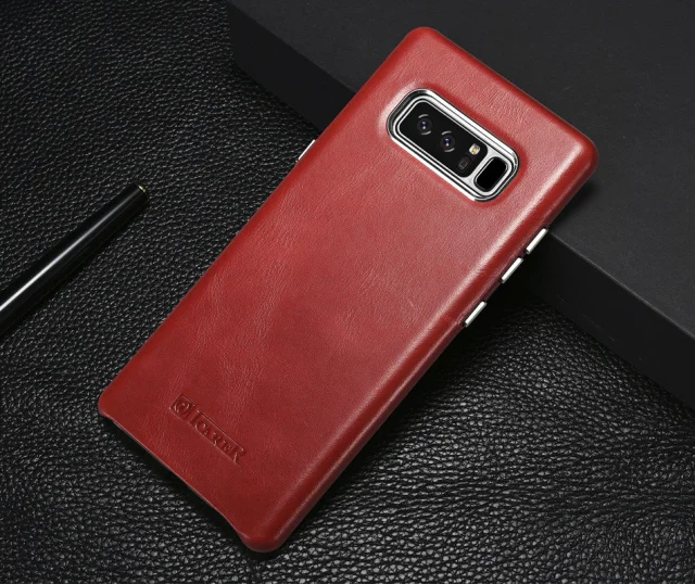 Красный Роскошный ультра тонкий чехол из натуральной кожи для samsung Galaxy Note 8, винтажный жесткий 360, полная защита, задняя крышка для телефона, чехол для телефона s - Цвет: Красный