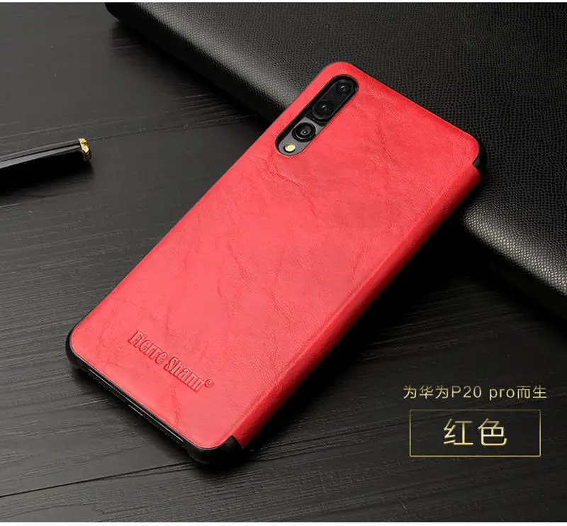 Red Чехол для Hawei Mate10 P20 Pro Smart View, роскошный кожаный чехол Etui для телефона, аксессуары, оболочка, чехол с окном для сна - Цвет: Red