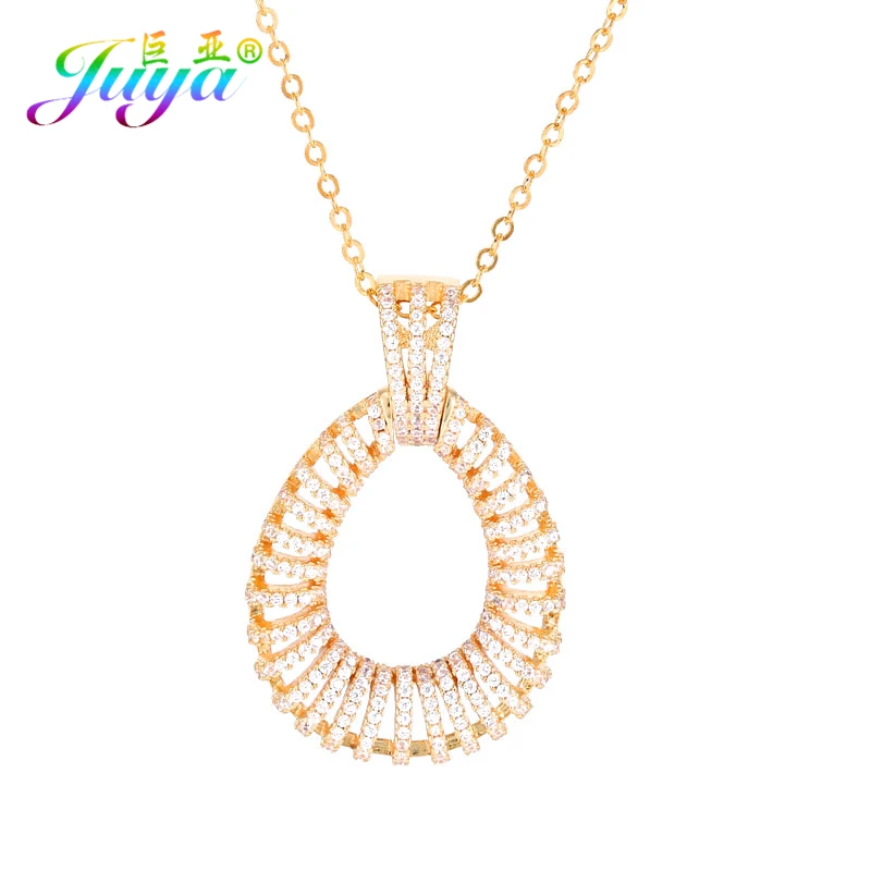 

Juya Dropshipping Jewelry Necklace Micro Pave Zircon Water Drop Pendant Necklaces For Women Girls Handmade Sweater Necklace
