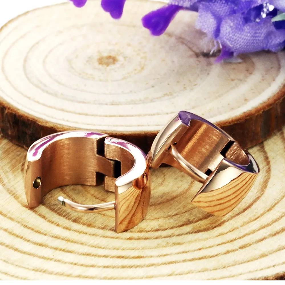 New ladies earrings jewelry Simple models Rose gold-color smooth titanium steel simple design | Украшения и аксессуары