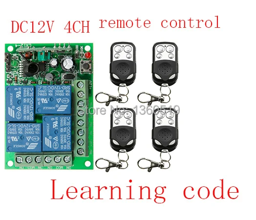 

Новый DC12V 4CH 10A радио Управление; RF Беспроводной кнопочный пульт дистанционного Управление переключатель 315 МГц 433 teleswitch 4 передатчик + приемник-1 шт.)