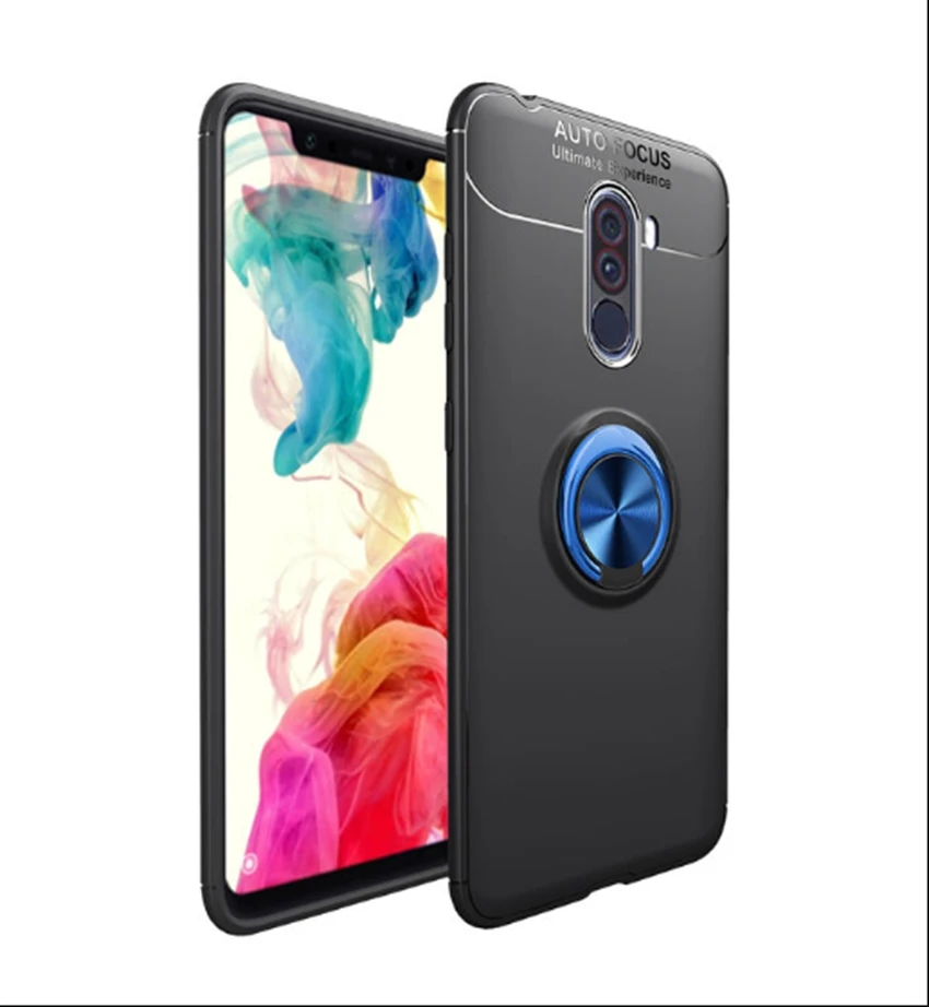 Для Xiaomi Pocophone F1 автомобильный магнитный держатель для колец чехол для Pocophone F1 TPU Автофокус Невидимый палец кольцо гибридный автомобиль Hodeler
