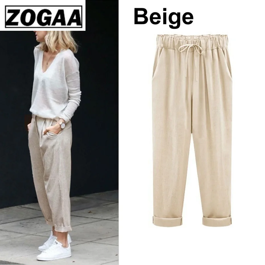 Женские шаровары с оборками ZOGAA повседневные свободные брюки высокой талией до