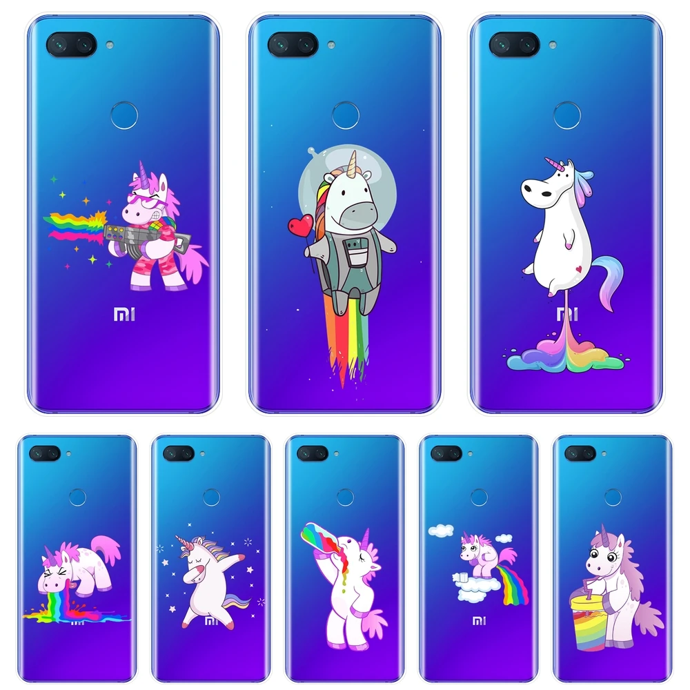 Мягкий ТПУ чехол для Xiaomi Mi 5 5C 5S 5X 6 6X Plus A1 A2 Lite 8 SE ультра тонкий Kawaii Единорог