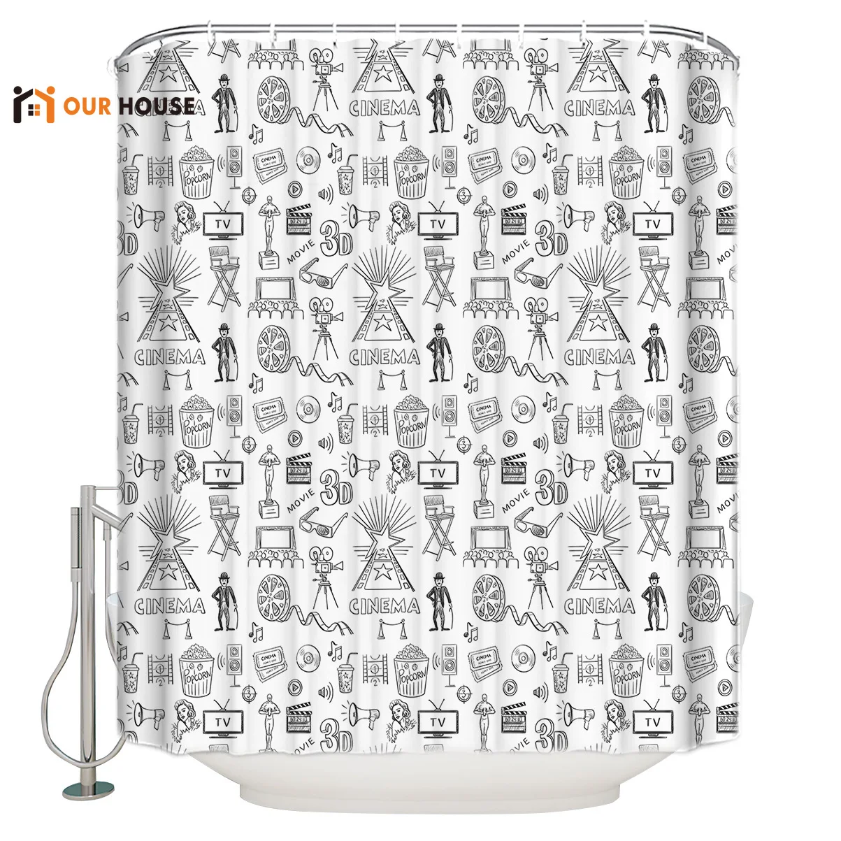OURHouse мультфильм аниме узор ткань для занавесок душа лайнер наборы ванной детские