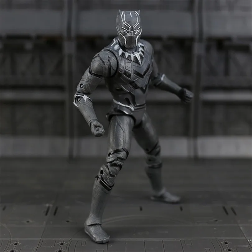 Black Panther 18 см Железный Человек-паук, Железный человек, Тор, фигурка, Капитан Америка, зимний солдат, человек-муравей, сокол, война бесконечности, фигурка, модель игрушки - Цвет: Black Panther