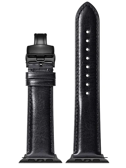 Black-black clasp CHIMAERA наручных часов Apple Watch, версии натуральная кожа ремешок для часов на замену браслет для серии 4, версия 1, 2, 3, ремешок Ремешки для Apple Watch 38/40/42/44 мм - Цвет ремешка: Black-black clasp