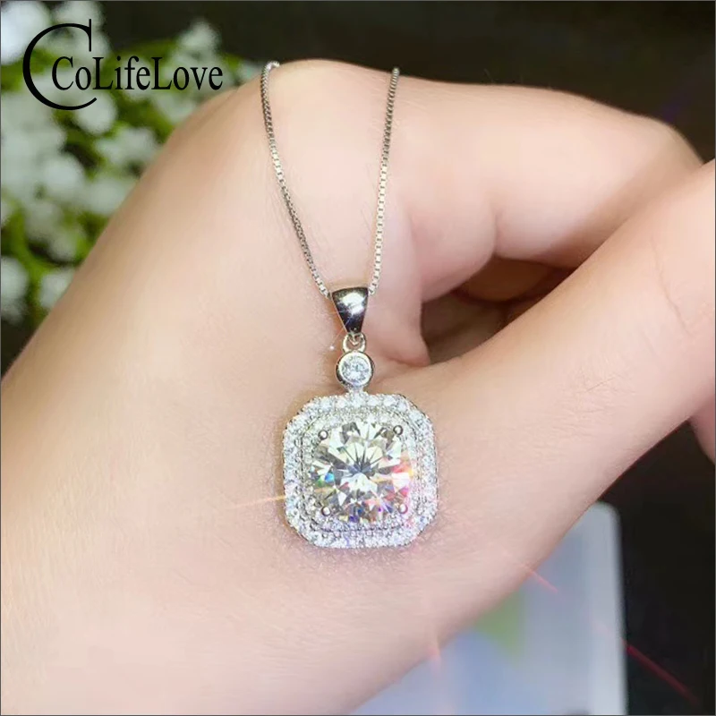 Ювелирные изделия colife муассанитовый кулон для свадьбы 1ct 2ct 3ct реальный F цвет Moissanite ожерелье кулон 925 серебро Moissanite ювелирные изделия