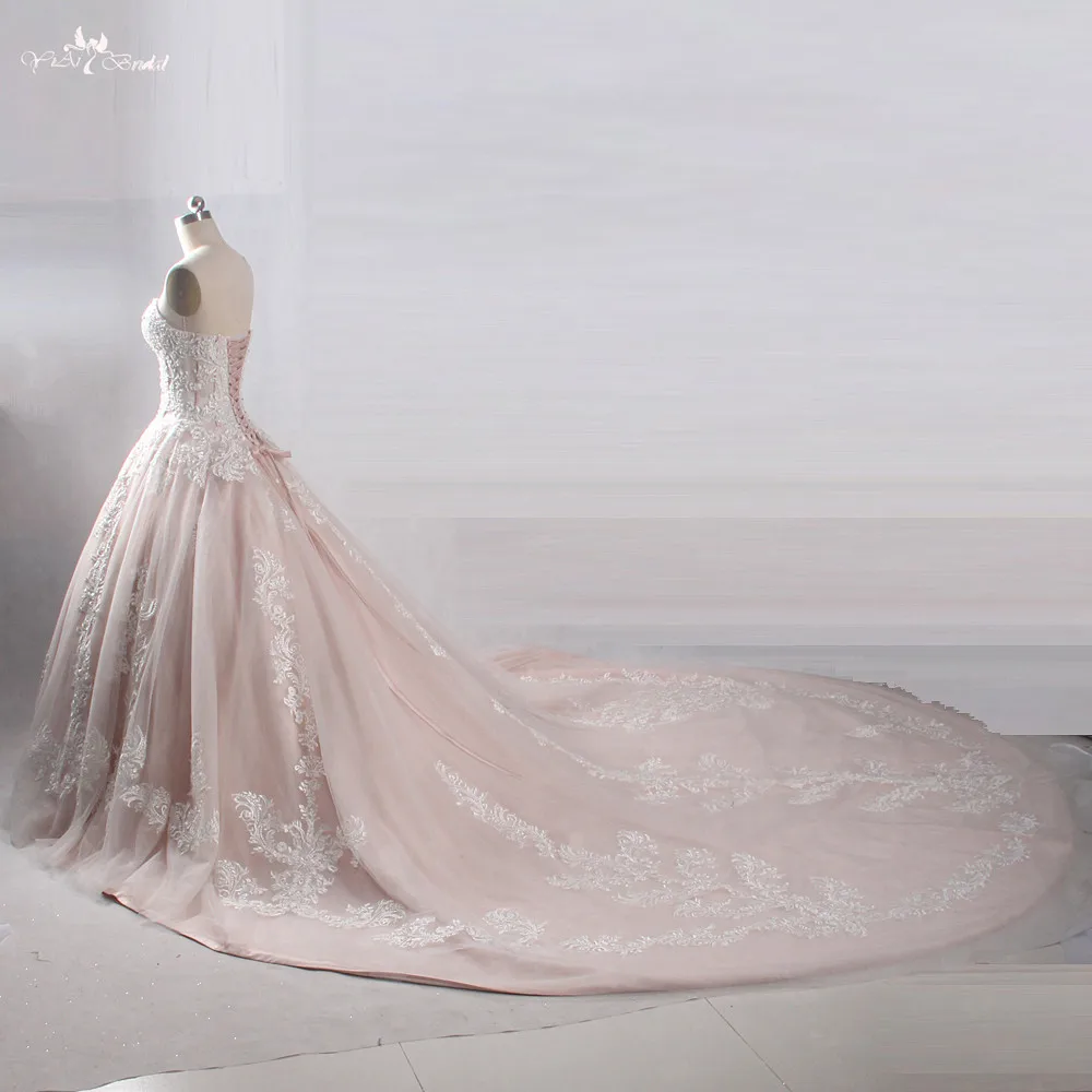 LZ232 реальные фотографии yiaibridal голые Розовый Милая свадебное платье 2018 Роскошные