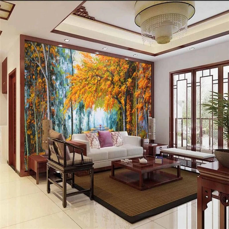 

beibehang Custom 3d Wallpaper Autumn Romantic Warm Forest Lottine Wall paper Sofa Living Room Bedroom TV Background Wall