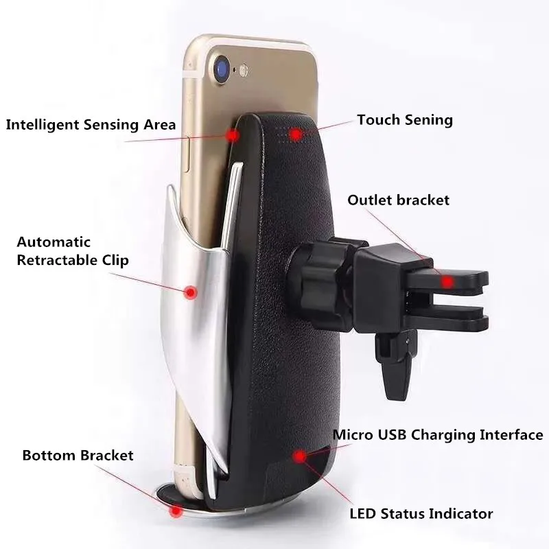 Автомобильный держатель для телефона Беспроводное зарядное устройство Chargeur
