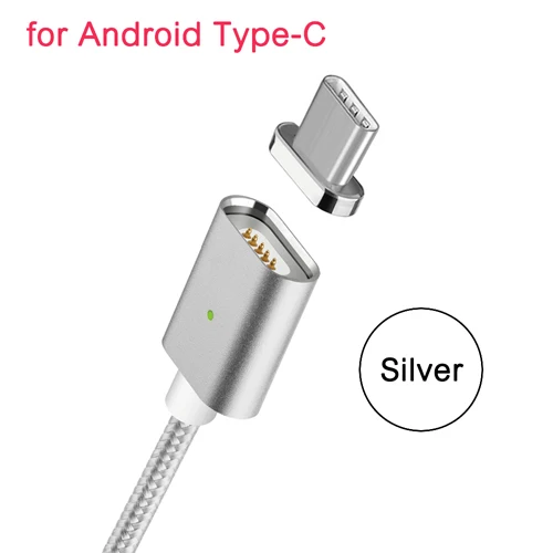 Silver Cable CANDYEIC Магнитный кабель для samsung S10 huawei Nova4 OPPO Рено Vivo X27 Oneplus 6 T Honor V20 телефон провод данных магнитная Зарядное устройство - Цвет: Silver Cable