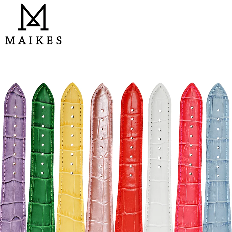 MAIKES Watch Accessories Genuine Leather Watch Strap New Yellow Watch Bands Alligator Pattern Bracelet for dw daniel wellington