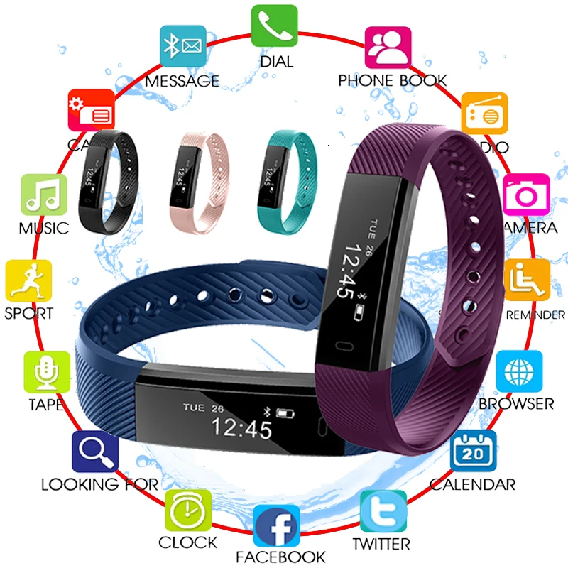 Лучший Смарт браслет счетчик шагов фитнес SmartBand Вибрационный браслет-будильник pk ID107 fit bit miband2 часы сердце pk S5 Y5