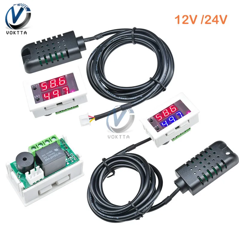 W2062C Мини Digital AC 110 V 220 DC 12 24 10A гигрометр Управление переключатель двойной Дисплей