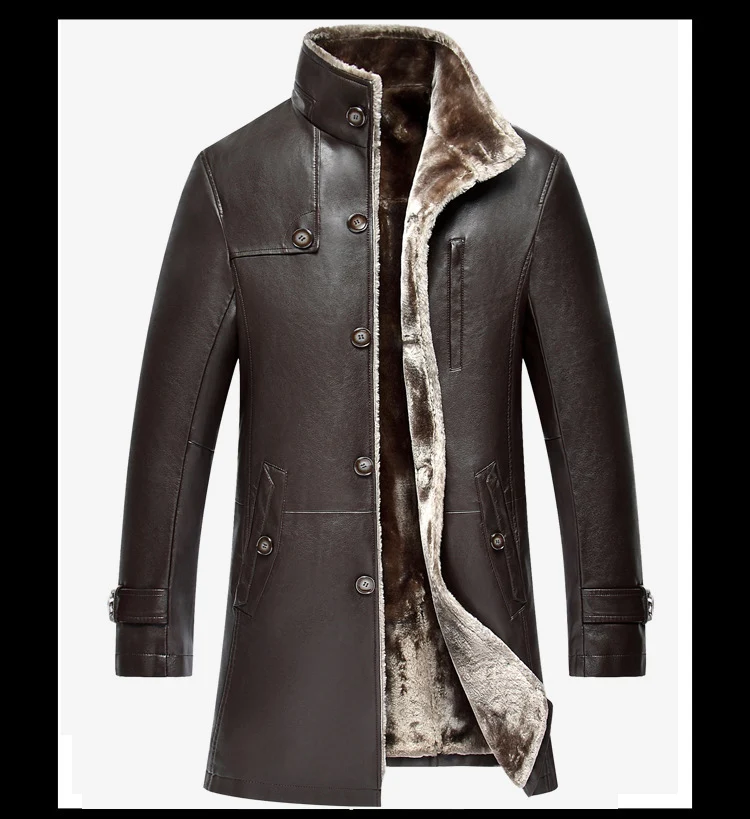 Faux Leather Jacket Men Autumn Winter Mens Fake Sheepskin Coat Thick Warm Short Overcoat Plus Size Chaqueta Cuero Hombre T1031