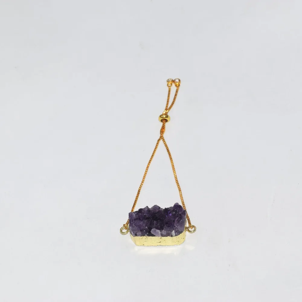 Новый стиль модные ювелирные изделия натуральный жеод Druzy amethysts коннектор